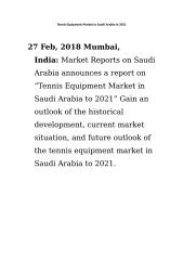 Tennis Equipment Market in Saudi Arabia to 2021.doc